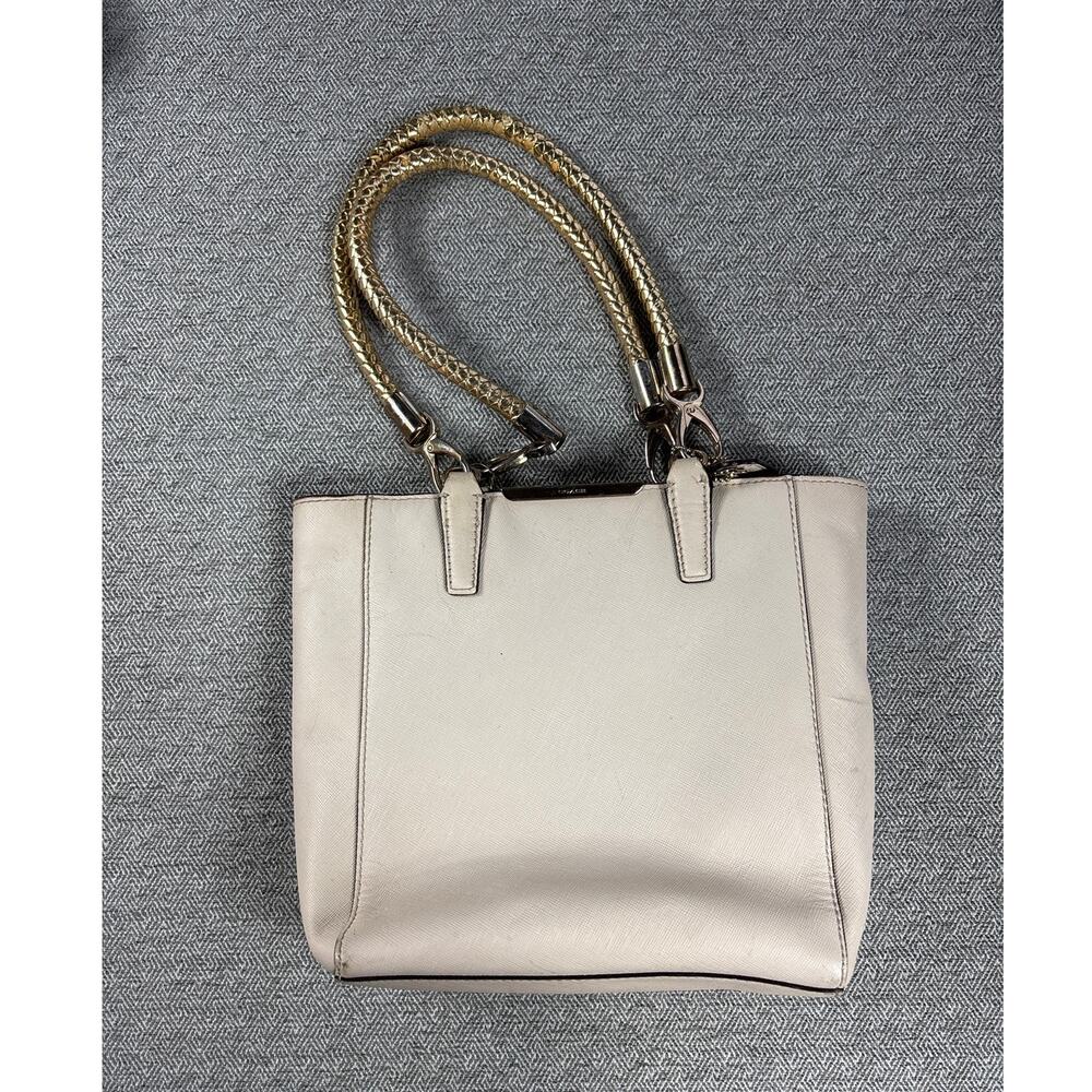 Coach Madison Saffiano Leather L1320-29001 Cream Mini Tote Gold Toned Handles - Picture 8 of 16